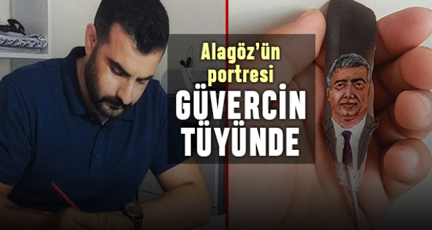 Cantürk Alagöz'ün portresi güvercin tüyünde