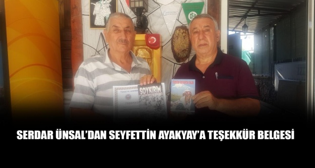 Seyfettin ayakyaya teşekkür belgesi